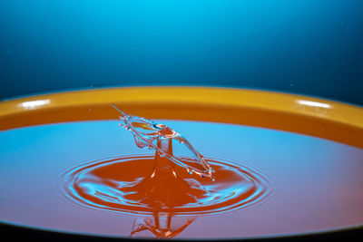 Close-up of water drop on glass