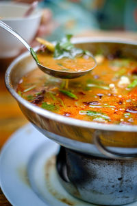 Close-up of soup in bowl