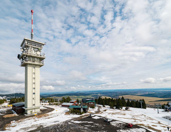 Tv transmiter on klinovec mountain peak 1244m.  ore mountains,  krusne hory  in the czech republic.
