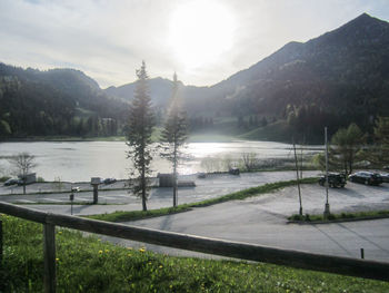 Scenic view of lake and mountains