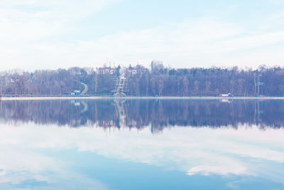 Scenic view of lake against sky