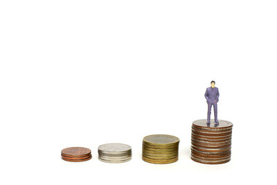 Stack of objects against white background