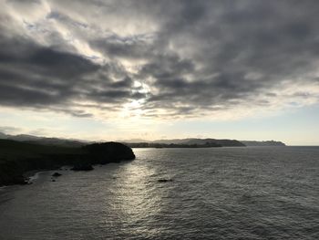 Scenic view of sea against sky at sunset