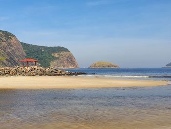 Scenic view of beach against sky