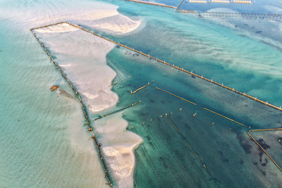 High angle view of snow covered road