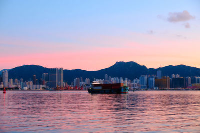 Scenic view of sea against sky during sunrise