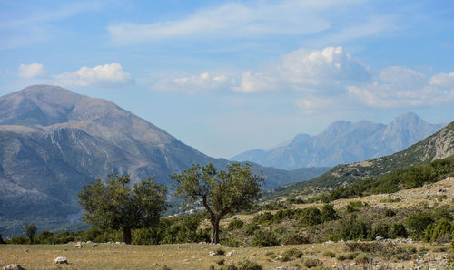 Scenic view of mountains against sky