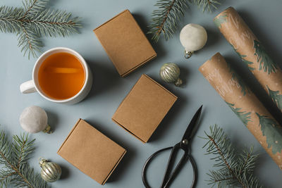Directly above shot of objects on table