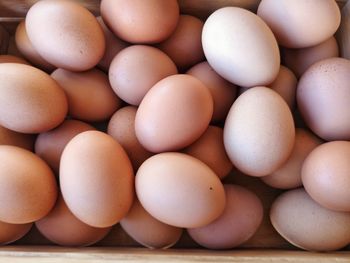Full frame shot of eggs in market