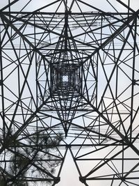 Low angle view of electricity pylon against sky