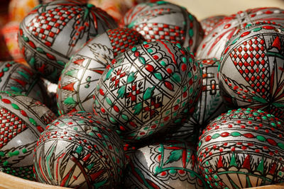 Close-up of decorated easter eggs