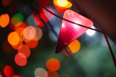 Close-up of illuminated christmas tree at night