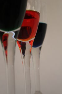 Close-up of red wine against white background