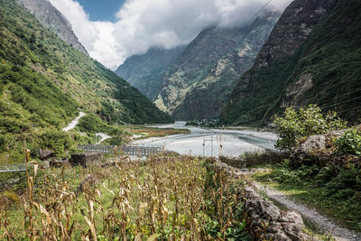 Scenic view of mountains against sky