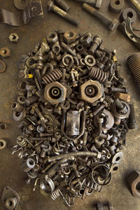 Face made out of metal objects