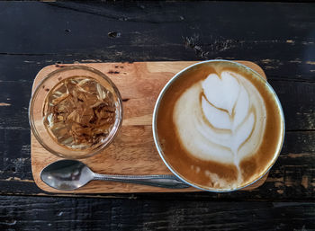 Directly above shot of cappuccino on table