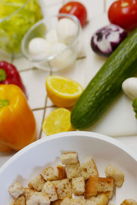 High angle view of food on table