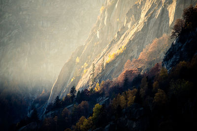 Granite rocky wall at sunset val di mello val masino italy