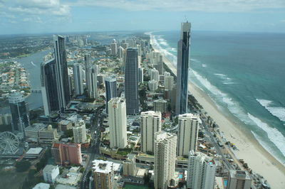 Aerial view of city at waterfront