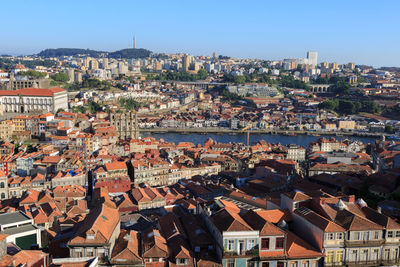 High angle view of townscape against sky