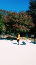 Man and plants in park during autumn