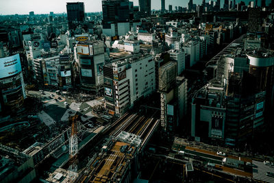 High angle view of buildings in city