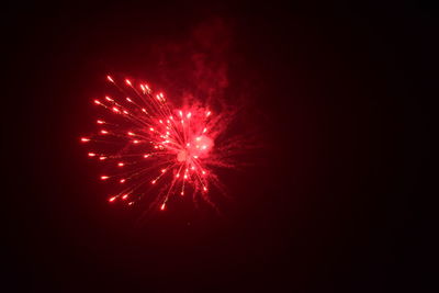 Low angle view of firework display at night