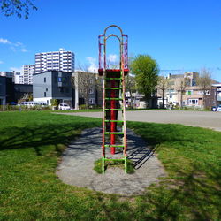 Gazebo in park against clear sky