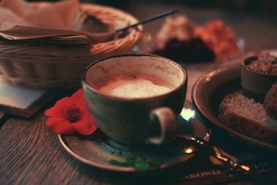 Close-up of coffee on table