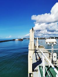 Scenic view of sea against blue sky