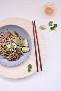 High angle view of food in plate
