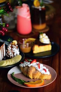 High angle view of food on table