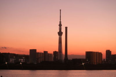 Skyscrapers at sunset