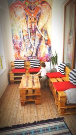 Table and chairs on floor at home