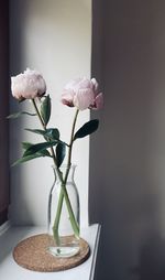 Close-up of pink flower vase at home