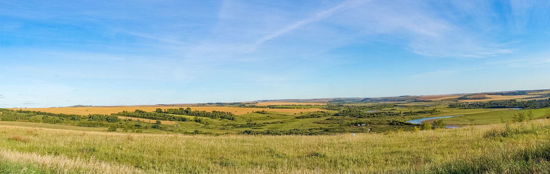 Panoramic photo of the landscape from the elevation to the floodplain of the river