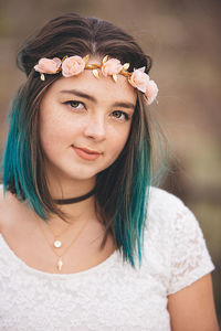 Close-up portrait of beautiful young woman