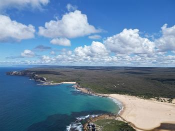 Aerial view of sea against sky