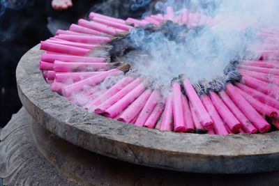 Incense burning at temple