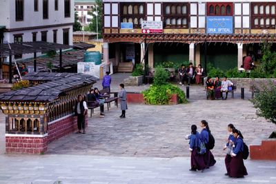 People at town square