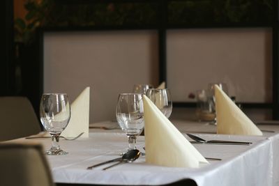 Empty dining table in restaurant