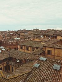 High angle view of town against sky