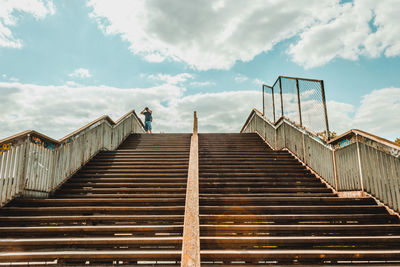 Low angle view of stairs against sky