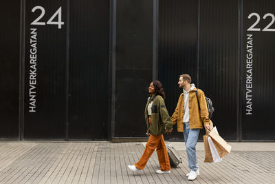 Couple waling together