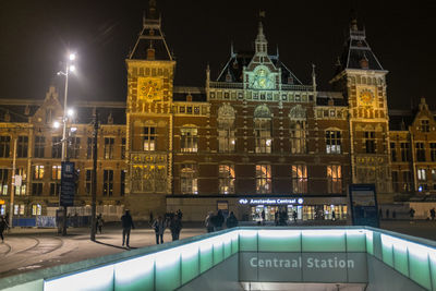 View of illuminated cathedral at night