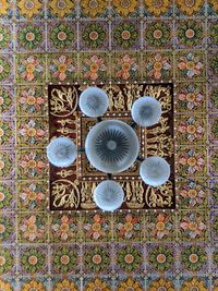 High angle view of flowering plants on table