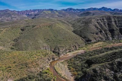 High angle view of landscape against sky