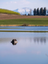 Scenic view of lake against sky