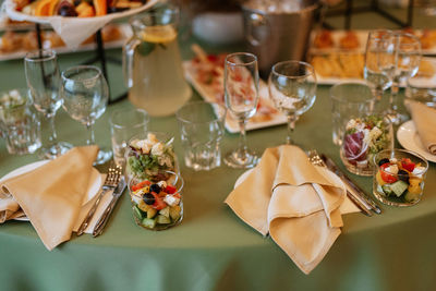 High angle view of food on table