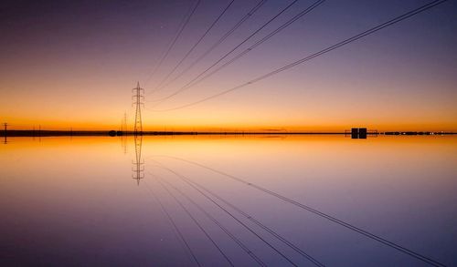 Scenic view of sea against clear sky during sunset